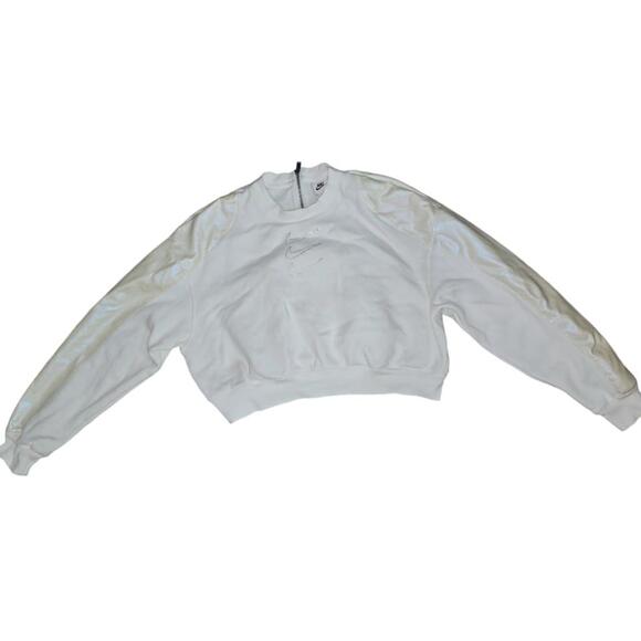 Nike White Crewneck Sweatshirt Jogger Pants Set Medium Champagne Gold Sides - Picture 6 of 12
